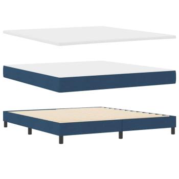 Boxspringbett mit Kopfteil Blau 180 x 200 cm Stoff