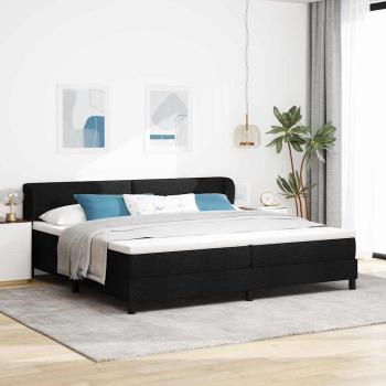 ARDEBO.de - Boxspringbett mit Kopfteil Schwarz 200 x 200 cm Stoff
