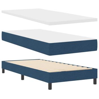 Boxspringbett mit Kopfteil Blau 90 x 200 cm Stoff