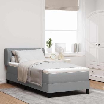 ARDEBO.de - Boxspringbett mit Kopfteil Hellgrau 100 x 200 cm Stoff