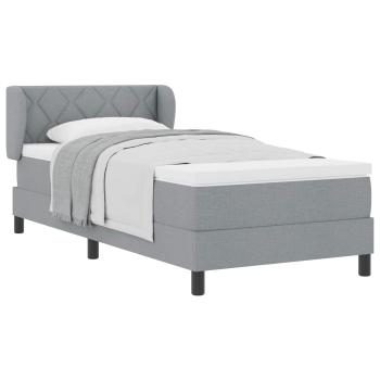 Boxspringbett mit Kopfteil Hellgrau 100 x 200 cm Stoff