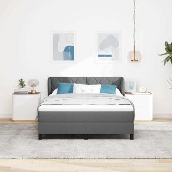 Boxspringbett mit Kopfteil Dunkelgrau 160 x 200 cm Stoff
