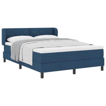 Boxspringbett mit Kopfteil Blau 160 x 200 cm Stoff