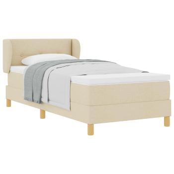 Boxspringbett mit Kopfteil Creme 90 x 190 cm Stoff