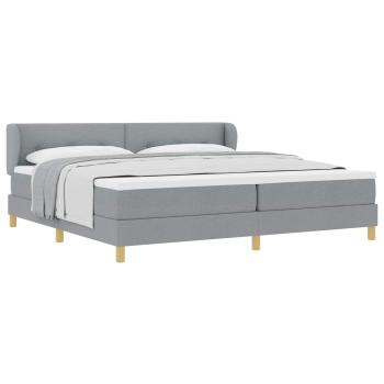 Boxspringbett mit Kopfteil Hellgrau 200 x 200 cm Stoff