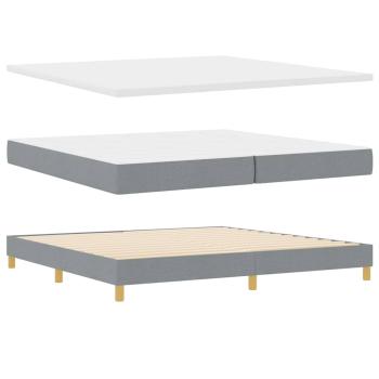 Boxspringbett mit Kopfteil Hellgrau 200 x 200 cm Stoff