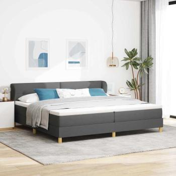 ARDEBO.de - Boxspringbett mit Kopfteil Dunkelgrau 200 x 200 cm Stoff