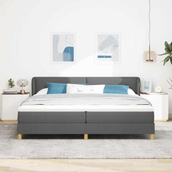 Boxspringbett mit Kopfteil Dunkelgrau 200 x 200 cm Stoff