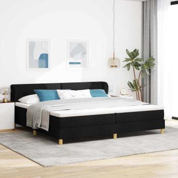 ARDEBO.de - Boxspringbett mit Kopfteil Schwarz 200 x 200 cm Stoff