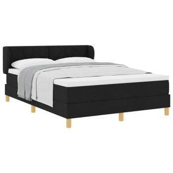 Boxspringbett mit Kopfteil Schwarz 140 x 190 cm Stoff