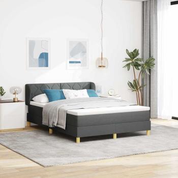 ARDEBO.de - Boxspringbett mit Kopfteil Dunkelgrau 140 x 200 cm Stoff