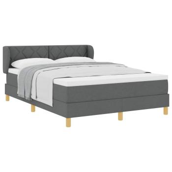 Boxspringbett mit Kopfteil Dunkelgrau 140 x 200 cm Stoff