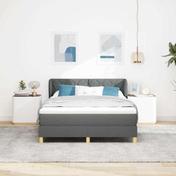 Boxspringbett mit Kopfteil Dunkelgrau 140 x 200 cm Stoff