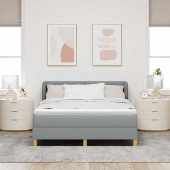 Boxspringbett mit Kopfteil Hellgrau 160 x 200 cm Stoff