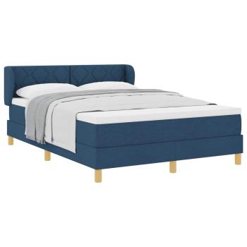 Boxspringbett mit Kopfteil Blau 160 x 200 cm Stoff