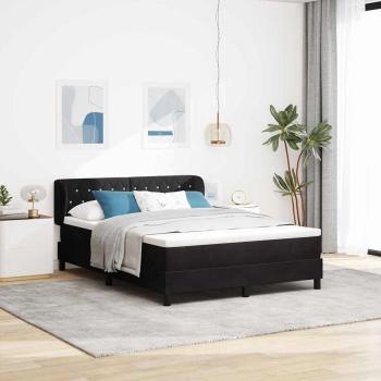 ARDEBO.de - Boxspringbett mit Kopfteil Schwarz 140 x 200 cm Samt
