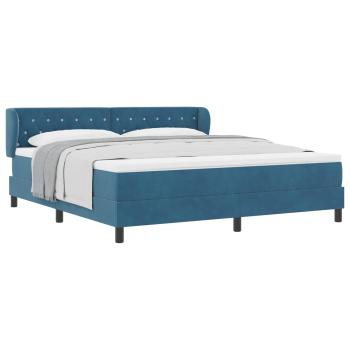 Boxspringbett mit Kopfteil Dunkelblau 180 x 200 cm Samt