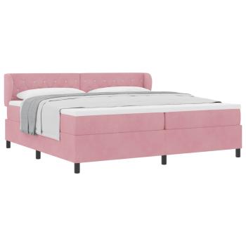 Boxspringbett mit Kopfteil Rosa 200 x 200 cm Samt