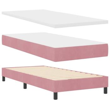 Boxspringbett mit Kissen mit Kopfteil Rosa 100 x 200 cm Samt