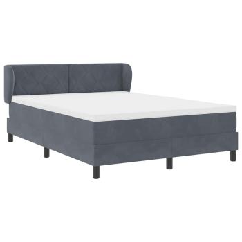 Boxspringbett mit Kopfteil Dunkelgrau 140 x 200 cm Samt