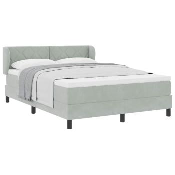 Boxspringbett mit Kopfteil Hellgrau 160 x 200 cm Samt
