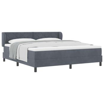 Boxspringbett mit Kopfteil Dunkelgrau 180 x 200 cm Samt