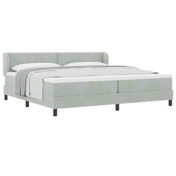 Boxspringbett mit Kopfteil Hellgrau 200 x 200 cm Samt