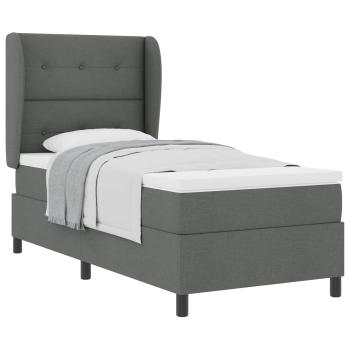 Boxspringbett mit Kopfteil Dunkelgrau 90 x 190 cm Stoff