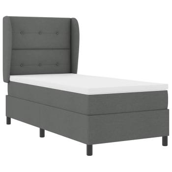 Boxspringbett mit Kopfteil Dunkelgrau 90 x 190 cm Stoff