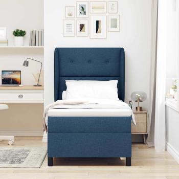 Boxspringbett mit Kopfteil Blau 90 x 190 cm Stoff