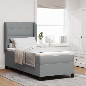 ARDEBO.de - Boxspringbett mit Kopfteil Hellgrau 100 x 200 cm Stoff