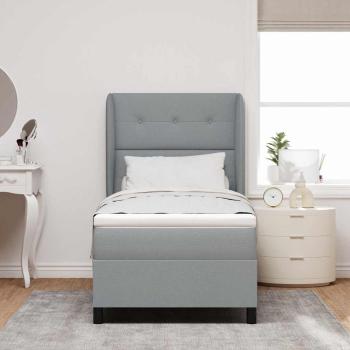 Boxspringbett mit Kopfteil Hellgrau 100 x 200 cm Stoff