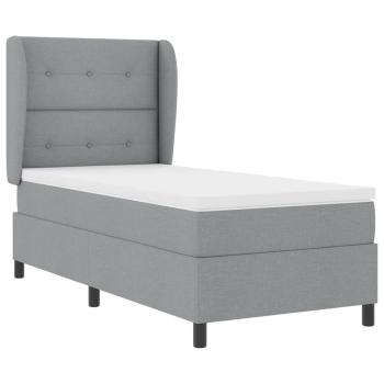 Boxspringbett mit Kopfteil Hellgrau 100 x 200 cm Stoff