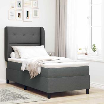 ARDEBO.de - Boxspringbett mit Kopfteil Dunkelgrau 100 x 200 cm Stoff
