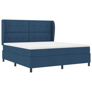 Boxspringbett mit Kopfteil Blau 180 x 200 cm Stoff