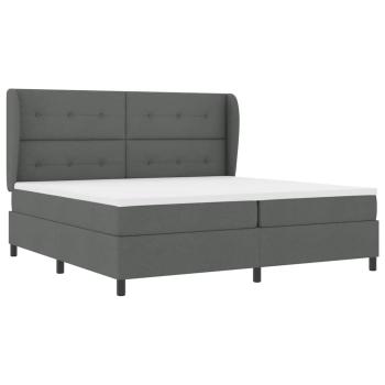 Boxspringbett mit Kopfteil Dunkelgrau 200 x 200 cm Stoff