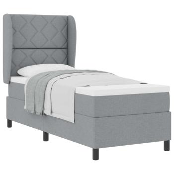 Boxspringbett mit Kopfteil Hellgrau 80 x 200 cm Stoff