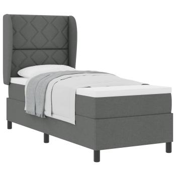 Boxspringbett mit Kopfteil Dunkelgrau 80 x 200 cm Stoff