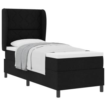 Boxspringbett mit Kopfteil Schwarz 80 x 200 cm Stoff