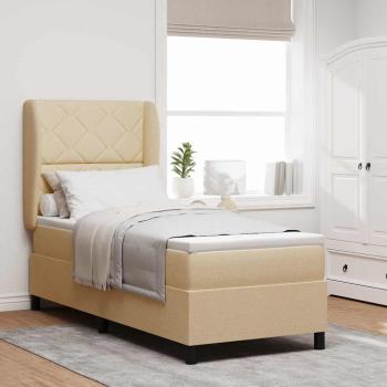 ARDEBO.de - Boxspringbett mit Kissen mit Kopfteil Creme 80 x 200 cm Stoff