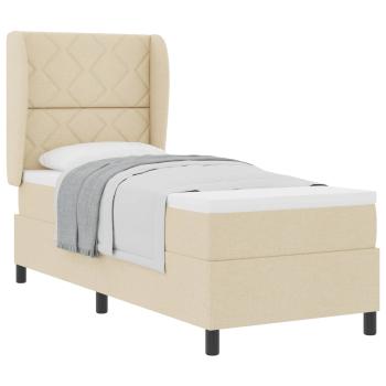 Boxspringbett mit Kissen mit Kopfteil Creme 80 x 200 cm Stoff