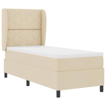 Boxspringbett mit Kissen mit Kopfteil Creme 80 x 200 cm Stoff