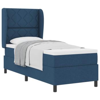 Boxspringbett mit Kopfteil Blau 80 x 200 cm Stoff