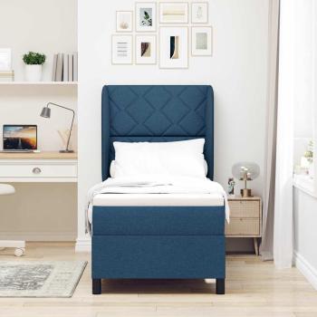 Boxspringbett mit Kopfteil Blau 80 x 200 cm Stoff