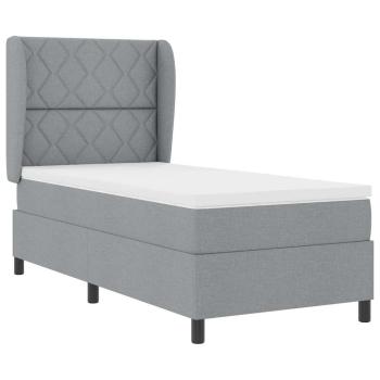 Boxspringbett mit Kopfteil Hellgrau 90 x 190 cm Stoff