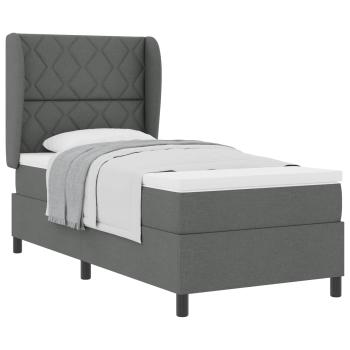 Boxspringbett mit Kopfteil Dunkelgrau 90 x 190 cm Stoff