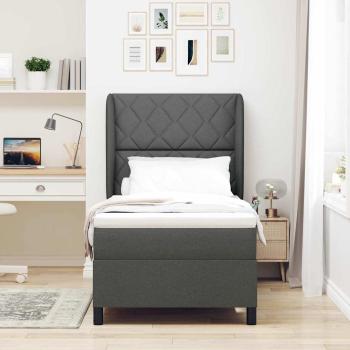 Boxspringbett mit Kopfteil Dunkelgrau 90 x 190 cm Stoff