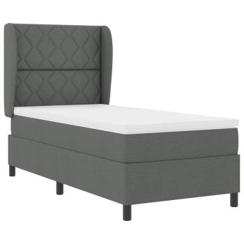 Boxspringbett mit Kopfteil Dunkelgrau 90 x 190 cm Stoff