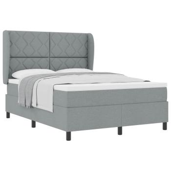 Boxspringbett mit Kopfteil Hellgrau 140 x 190 cm Stoff