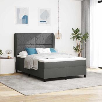 ARDEBO.de - Boxspringbett mit Kopfteil Dunkelgrau 140 x 200 cm Stoff